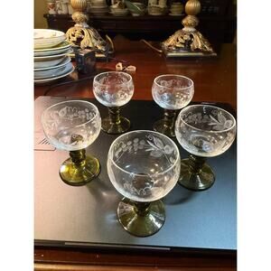 Set of 5 Vintage German Roemer Wine Glasses